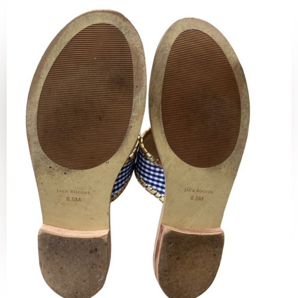Jack Rogers Jacks II Flat Sandal Gingham Gingham/Gold Size 8.5 - Picture 7 of 8